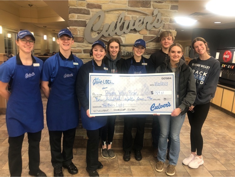 The Junior Class would like to thank everyone who was able to join them at Culver’s last night! An additional special thank you goes to Culver’s of Princeton for their continued support of BV!!